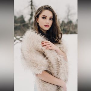 Faux Fur Shawl, bridal